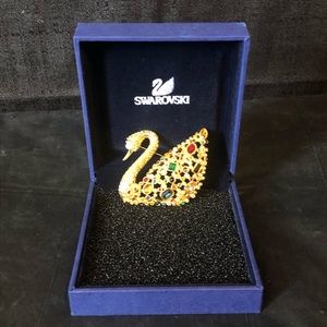 Swarovski centenary 100th anniversary multi hued swan brooch; never worn…